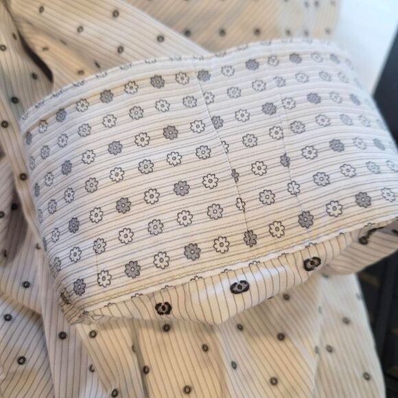 Ted Baker Endurance Men's Shirt 15. 32/33 White Black Flip Cuff Button Up Preppy - Picture 5 of 6